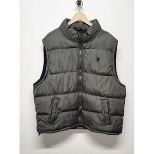 U.S. Polo Assn. Men's Signature Zip Up Puffer Vest, Size 2XL, In Gray Color